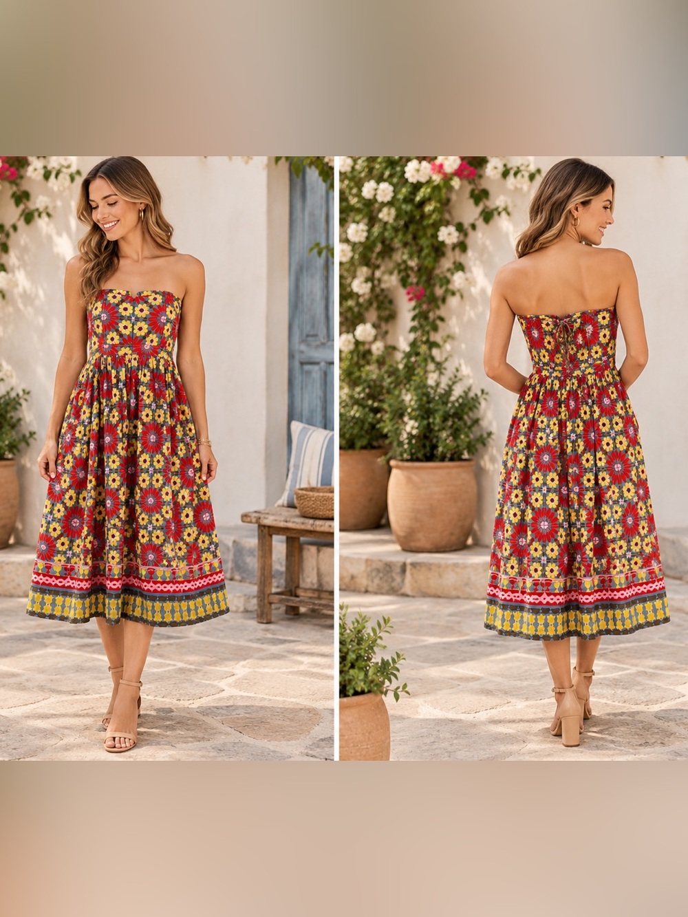 Plenty by Tracy Reese Floral Strapless Cotton A-Line Dress Size 4